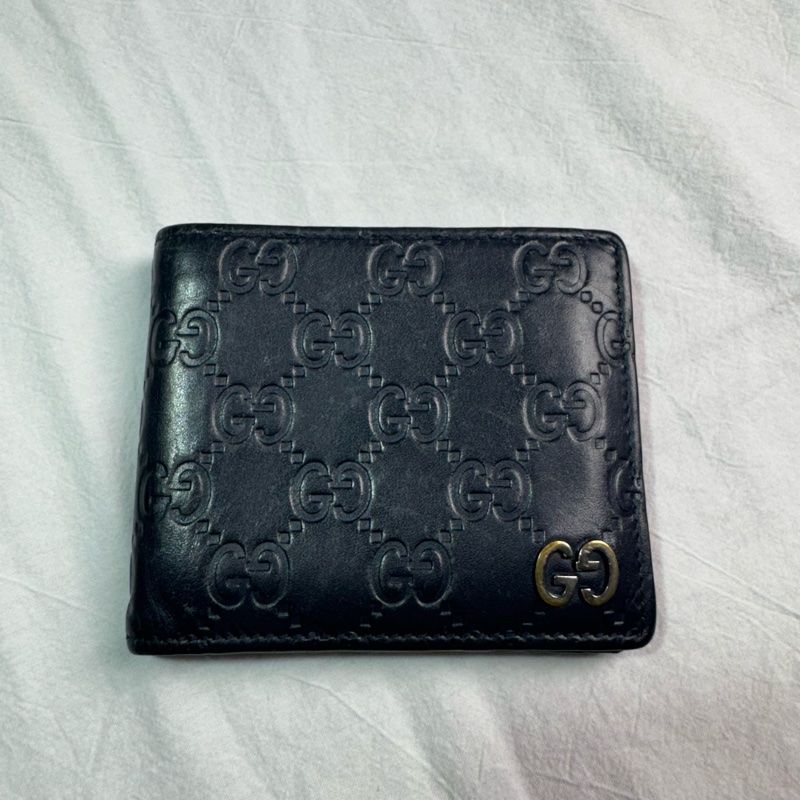 Gucci壓紋牛皮二折對開短夾-5