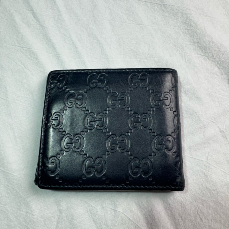 Gucci壓紋牛皮二折對開短夾-6