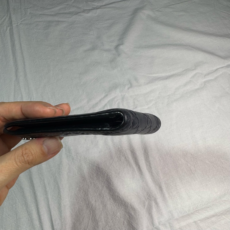 Gucci壓紋牛皮二折對開短夾-9