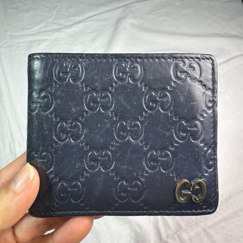 Gucci壓紋牛皮二折對開短夾-15