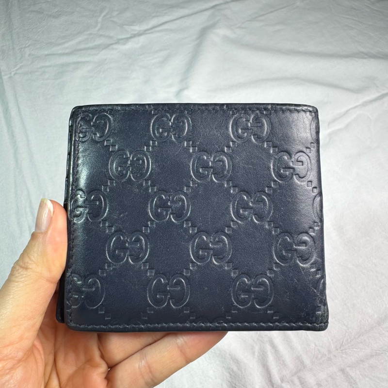 Gucci壓紋牛皮二折對開短夾-16