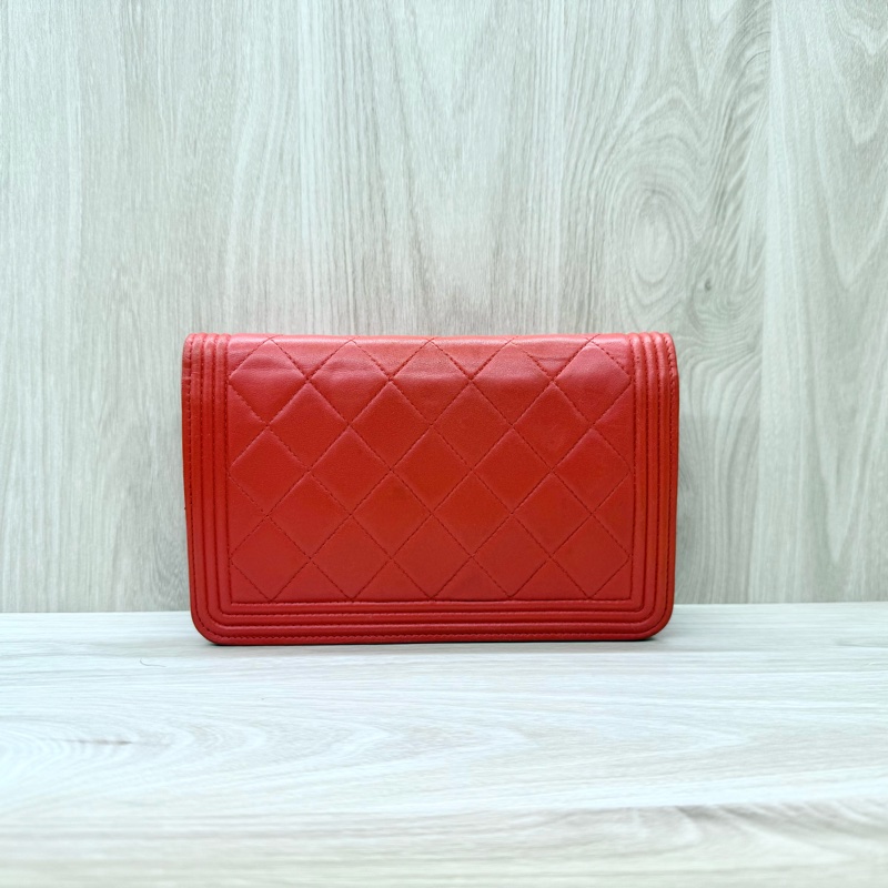 Chanel橘紅色羊皮BOY WOC斜背包/A80287-1