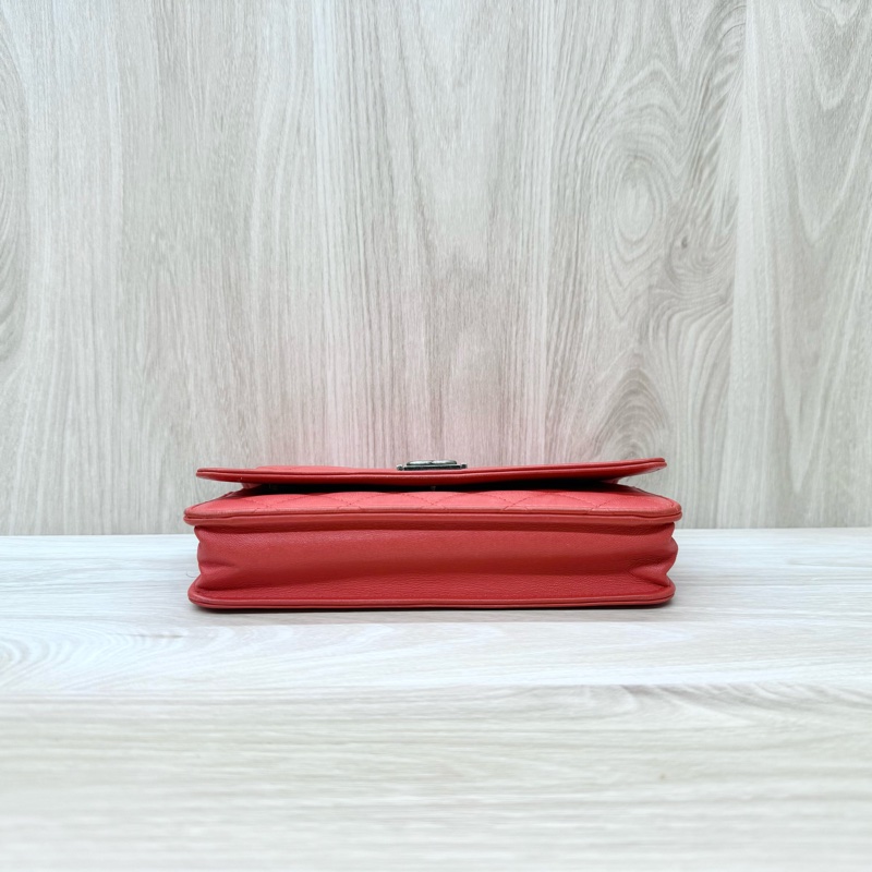 Chanel橘紅色羊皮BOY WOC斜背包/A80287-4