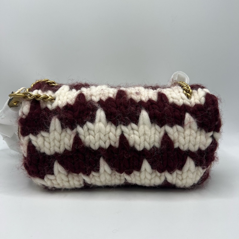 Gucci 古驰 GG Marmont 系列 金标Logo链条肩带千鸟格图案 羊毛 斜挎单肩包 小号-1