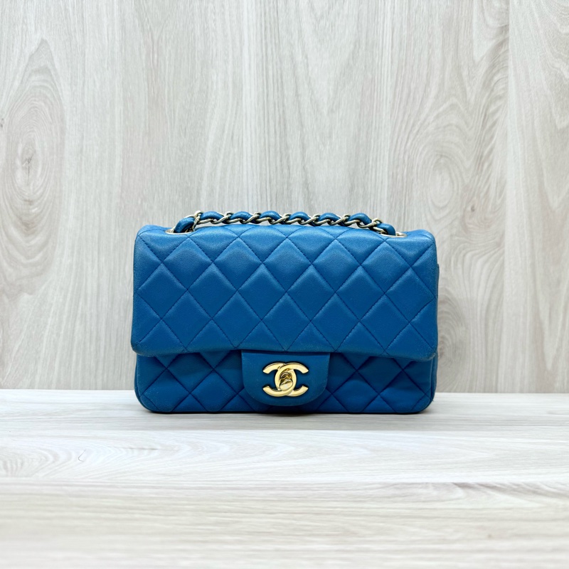 CHANEL藍色羊皮COCO20口蓋包A69900-0