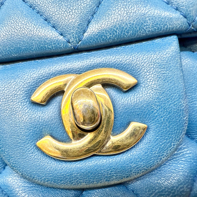 CHANEL藍色羊皮COCO20口蓋包A69900-11