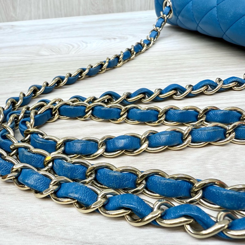 CHANEL藍色羊皮COCO20口蓋包A69900-19