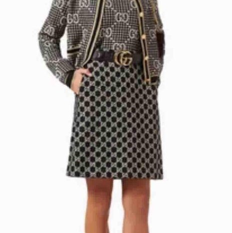 Gucci 全新未穿超美的黑白GG logo紋美裙-8