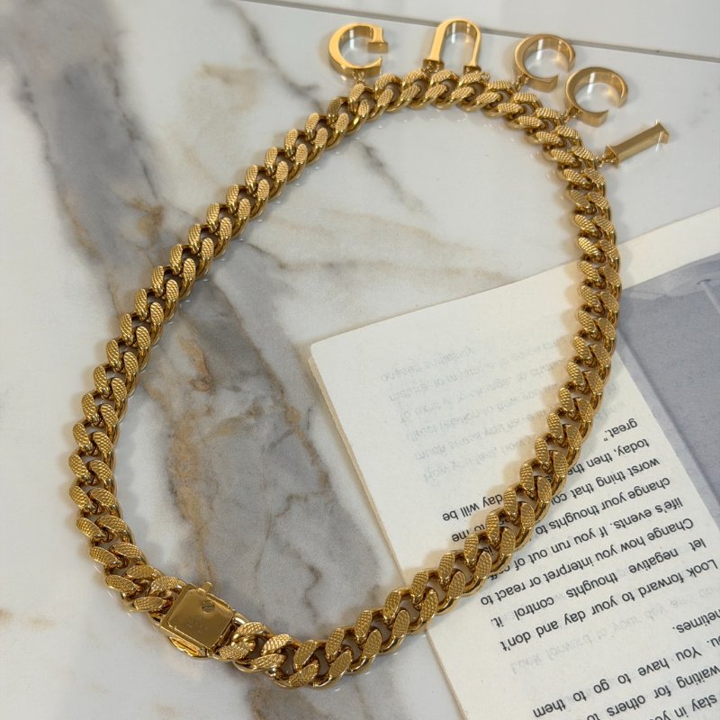 GUCCI 字母吊墜古巴頸鍊-5