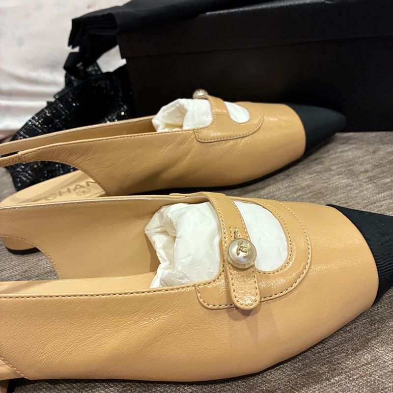 香奈兒Chanel 氣質 珍珠 後繫帶 尖頭鞋 尺寸39🇹🇼-1