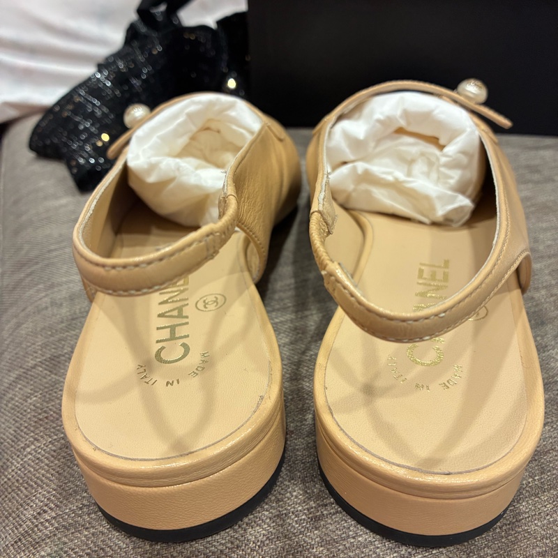 香奈兒Chanel 氣質 珍珠 後繫帶 尖頭鞋 尺寸39🇹🇼-2