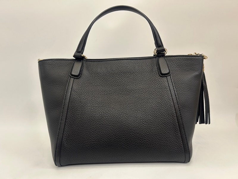 Gucci 黑粒面牛皮Soho tote流蘇手提斜背包-4