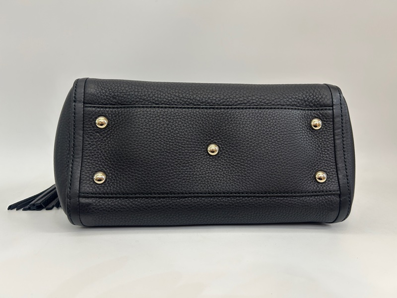 Gucci 黑粒面牛皮Soho tote流蘇手提斜背包-5