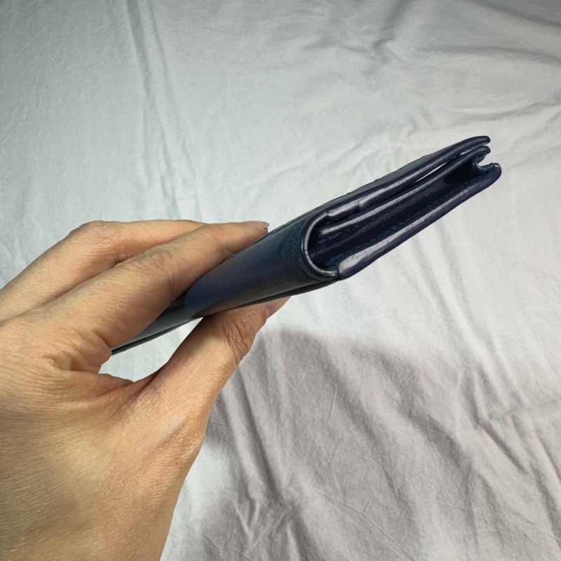 BV Bottega Veneta寶藍色 深藍色 對開編織皮夾-4