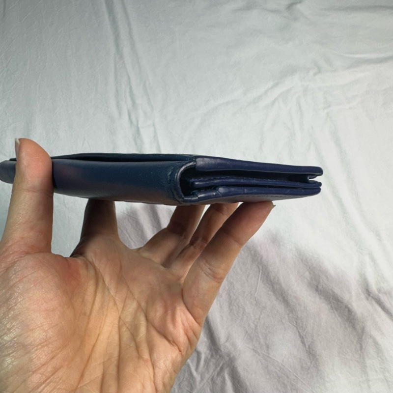 BV Bottega Veneta寶藍色 深藍色 對開編織皮夾-7