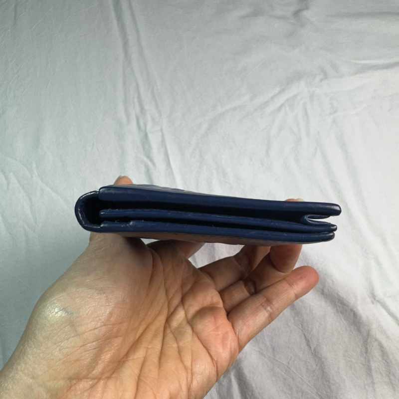 BV Bottega Veneta寶藍色 深藍色 對開編織皮夾-8