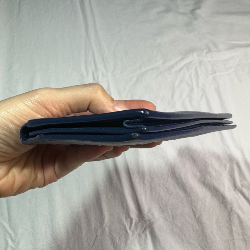 BV Bottega Veneta寶藍色 深藍色 對開編織皮夾-9