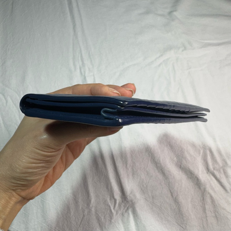 BV Bottega Veneta寶藍色 深藍色 對開編織皮夾-12