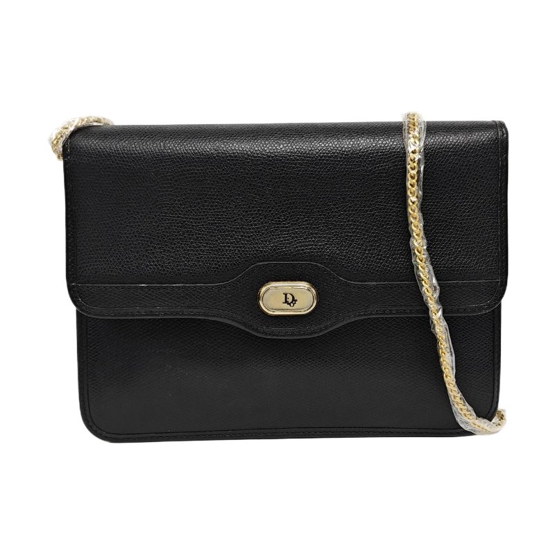 DIOR黑色牛皮單肩包斜挎包金色五金-0