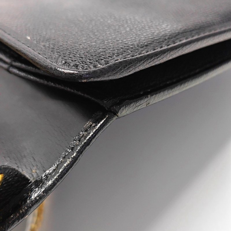 DIOR黑色牛皮單肩包斜挎包金色五金-7