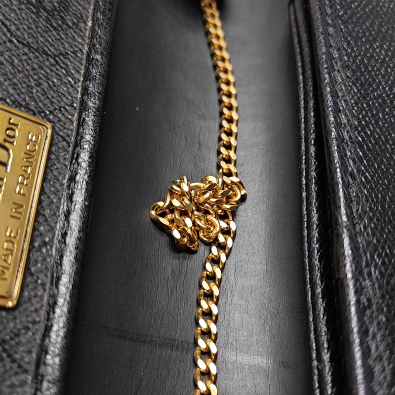 DIOR黑色牛皮單肩包斜挎包金色五金-14