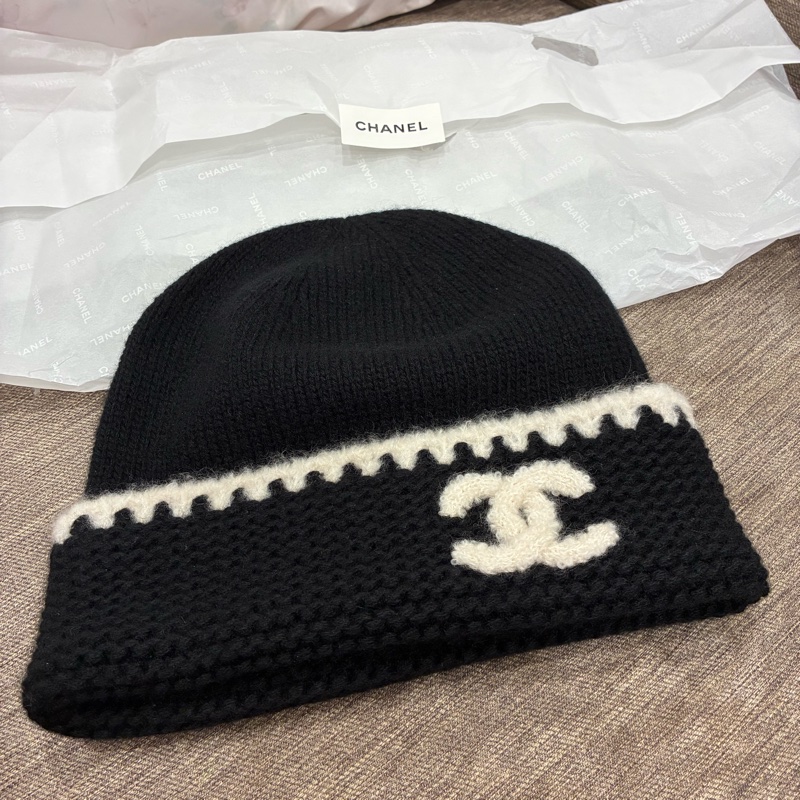 超難買爆款🔥香奈兒Chanel黑白配色冷帽 毛帽 鍾形帽🇹🇼全新-0