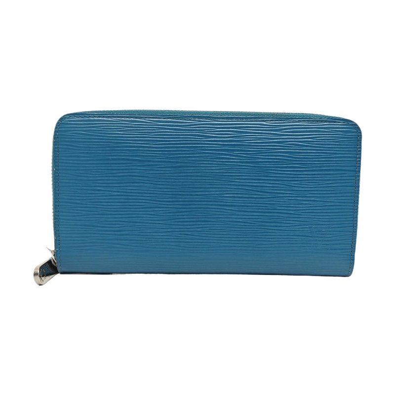 LOUIS VUITTON藍色EPI牛皮水波紋錢包銀色五金-0