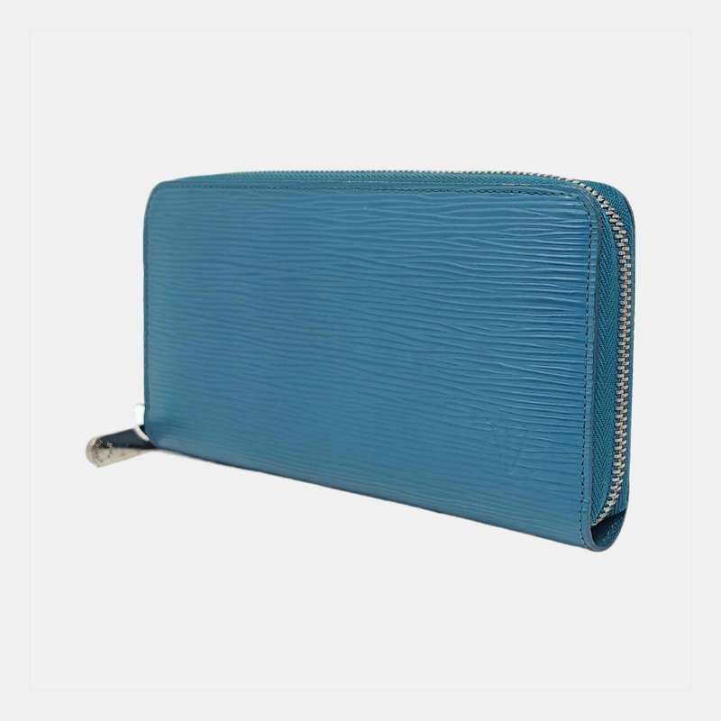 LOUIS VUITTON藍色EPI牛皮水波紋錢包銀色五金-2