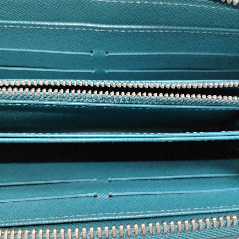 LOUIS VUITTON藍色EPI牛皮水波紋錢包銀色五金-6