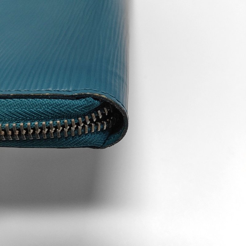 LOUIS VUITTON藍色EPI牛皮水波紋錢包銀色五金-8