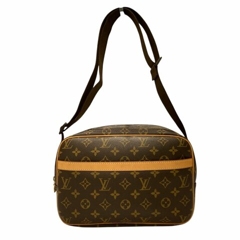 LOUIS VUITTON 路易威登 M45254 REPORTER 側背包 荖花 棕色 金釦