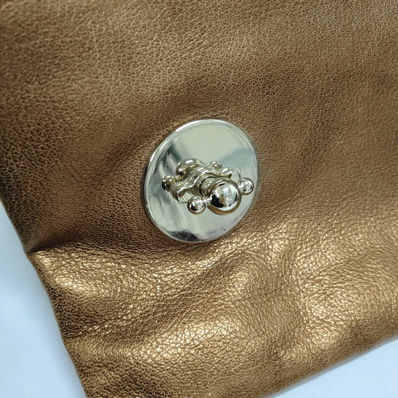 Chloe棕色牛皮單肩包斜挎包金色五金可拆卸肩帶-10