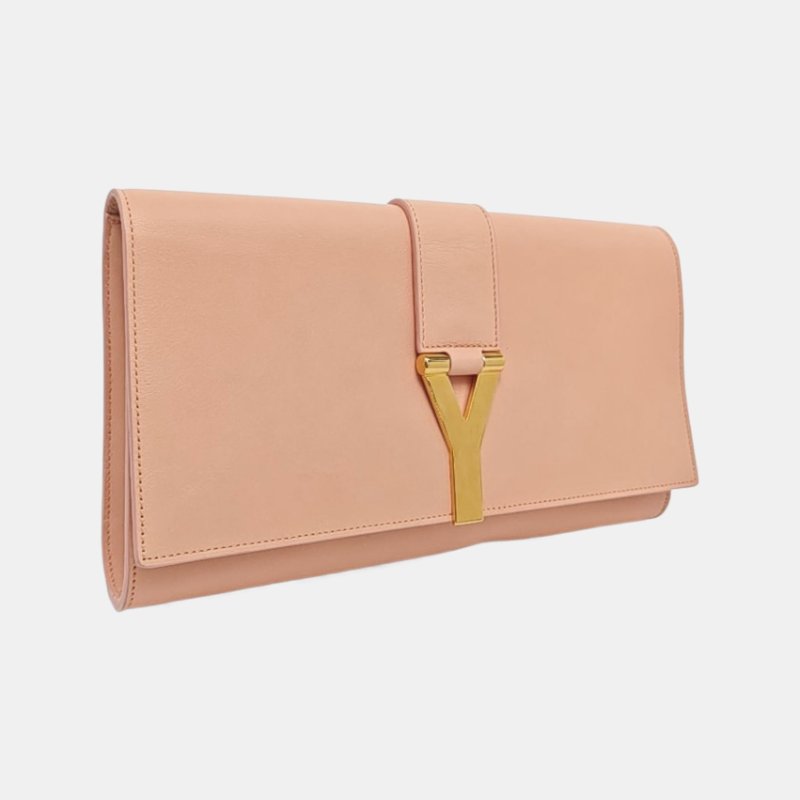YSL CHYC Y LIGNE裸粉色牛皮手拿包金色五金-3