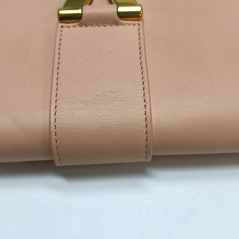 YSL CHYC Y LIGNE裸粉色牛皮手拿包金色五金-10