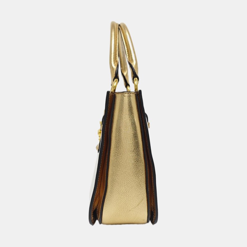 Miu Miu Madras白色牛皮單肩包金色五金可拆卸肩帶-2