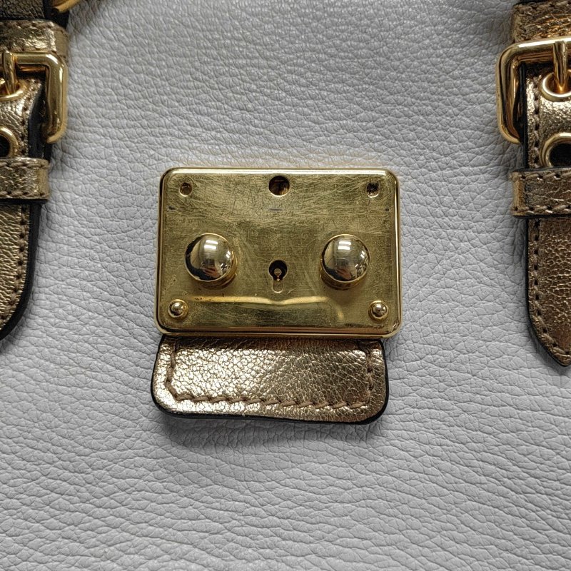 Miu Miu Madras白色牛皮單肩包金色五金可拆卸肩帶-8