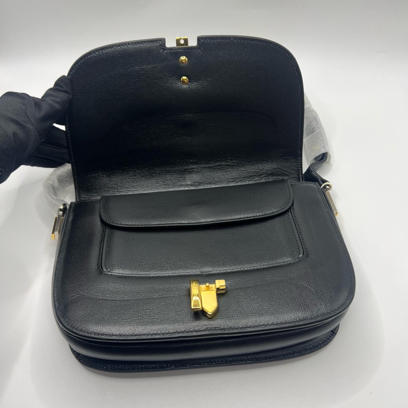 GUCCI古驰 Sylvie黑色1969 金扣 斜挎单肩包-2