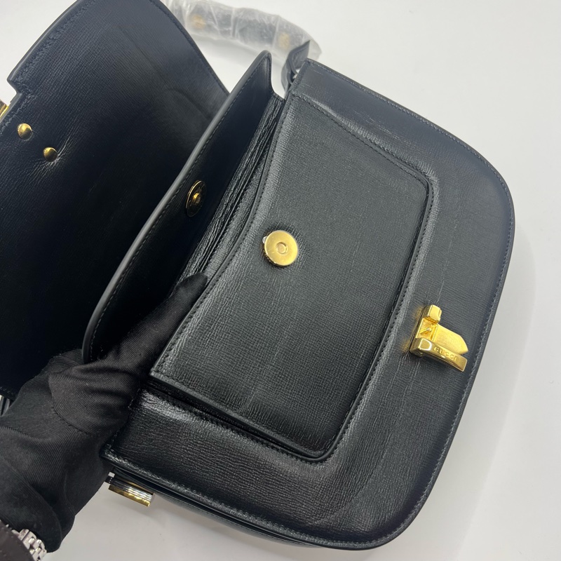 GUCCI古驰 Sylvie黑色1969 金扣 斜挎单肩包-9