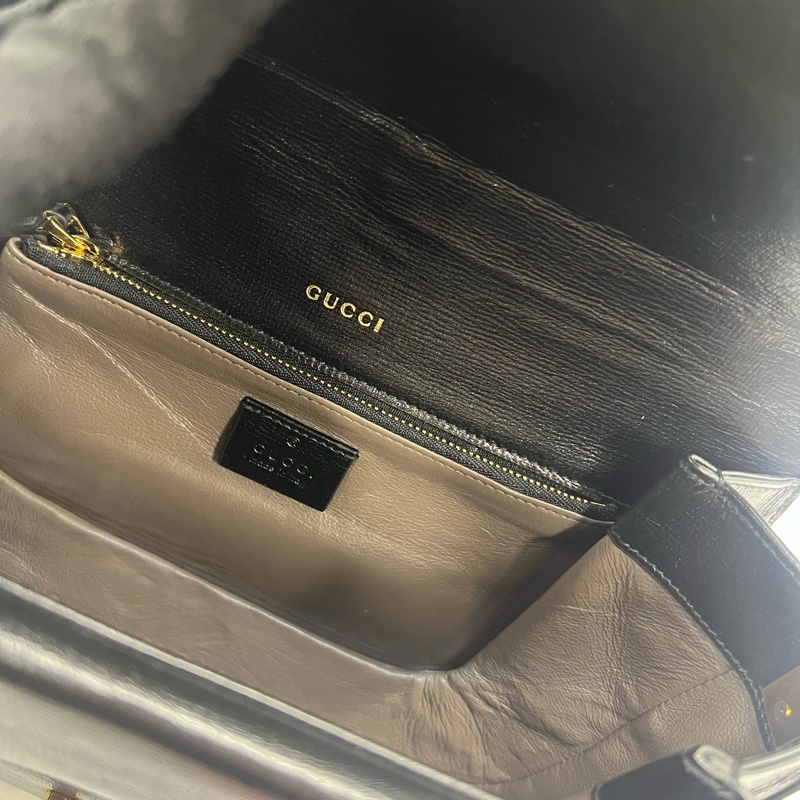 GUCCI古驰 Sylvie黑色1969 金扣 斜挎单肩包-14