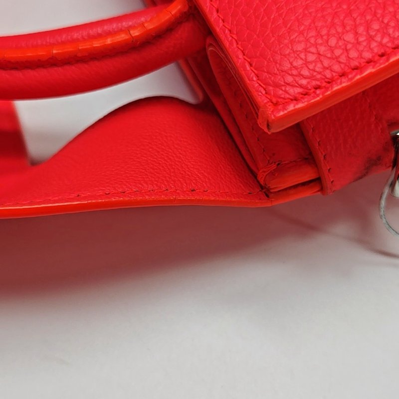 DIOR Diorever橘紅色牛皮單肩包斜挎包手提包 銀色五金 可拆卸肩帶-8