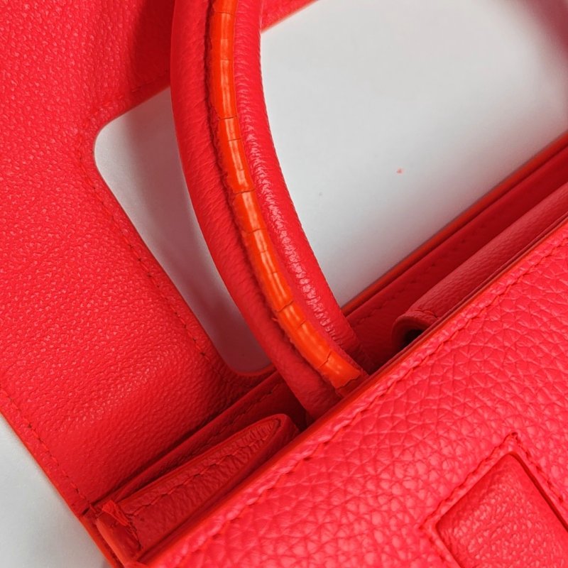 DIOR Diorever橘紅色牛皮單肩包斜挎包手提包 銀色五金 可拆卸肩帶-10