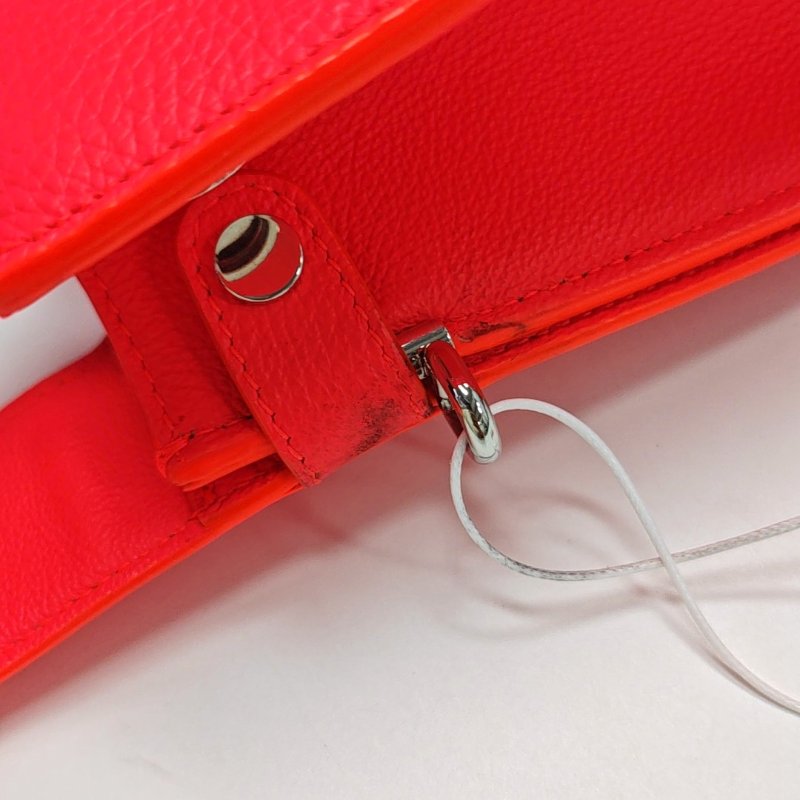 DIOR Diorever橘紅色牛皮單肩包斜挎包手提包 銀色五金 可拆卸肩帶-11