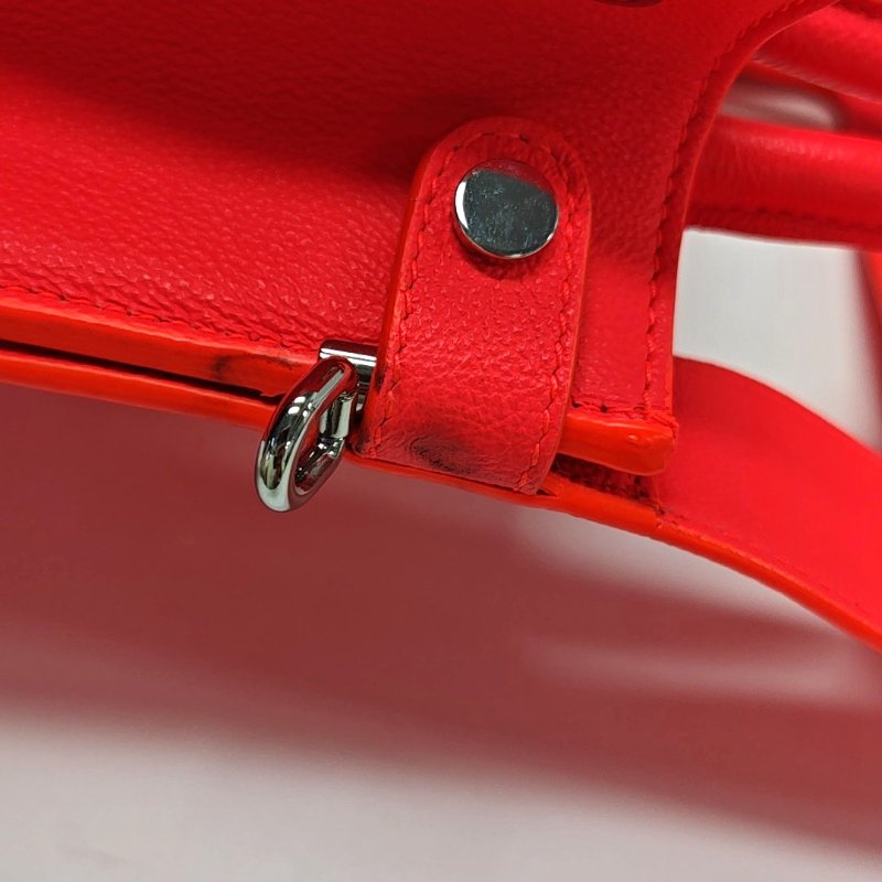 DIOR Diorever橘紅色牛皮單肩包斜挎包手提包 銀色五金 可拆卸肩帶-12