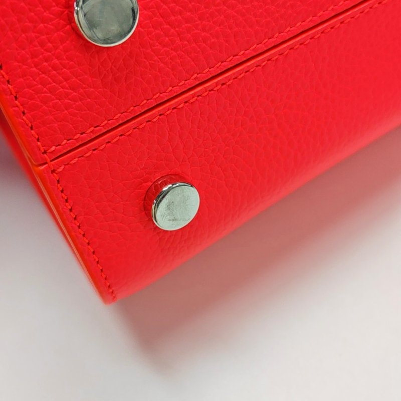 DIOR Diorever橘紅色牛皮單肩包斜挎包手提包 銀色五金 可拆卸肩帶-14