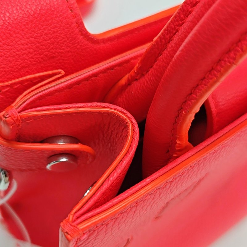 DIOR Diorever橘紅色牛皮單肩包斜挎包手提包 銀色五金 可拆卸肩帶-15