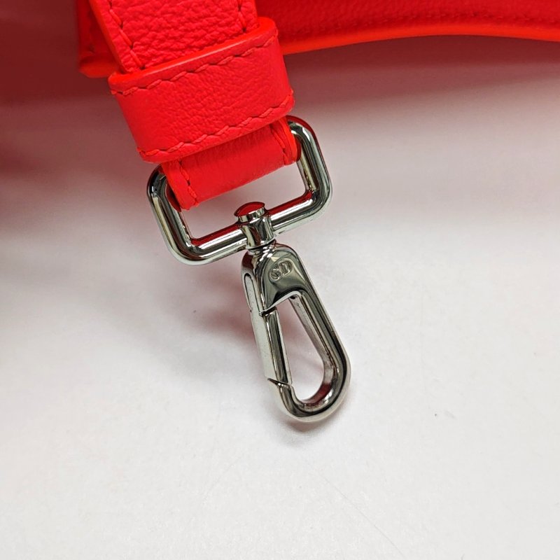 DIOR Diorever橘紅色牛皮單肩包斜挎包手提包 銀色五金 可拆卸肩帶-16