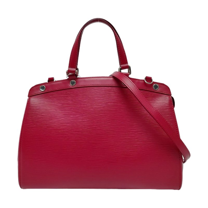LOUIS VUITTON BREA中號紅色EPI牛皮水波紋醫生包單肩包銀色五金可拆卸肩帶 9.8新-0