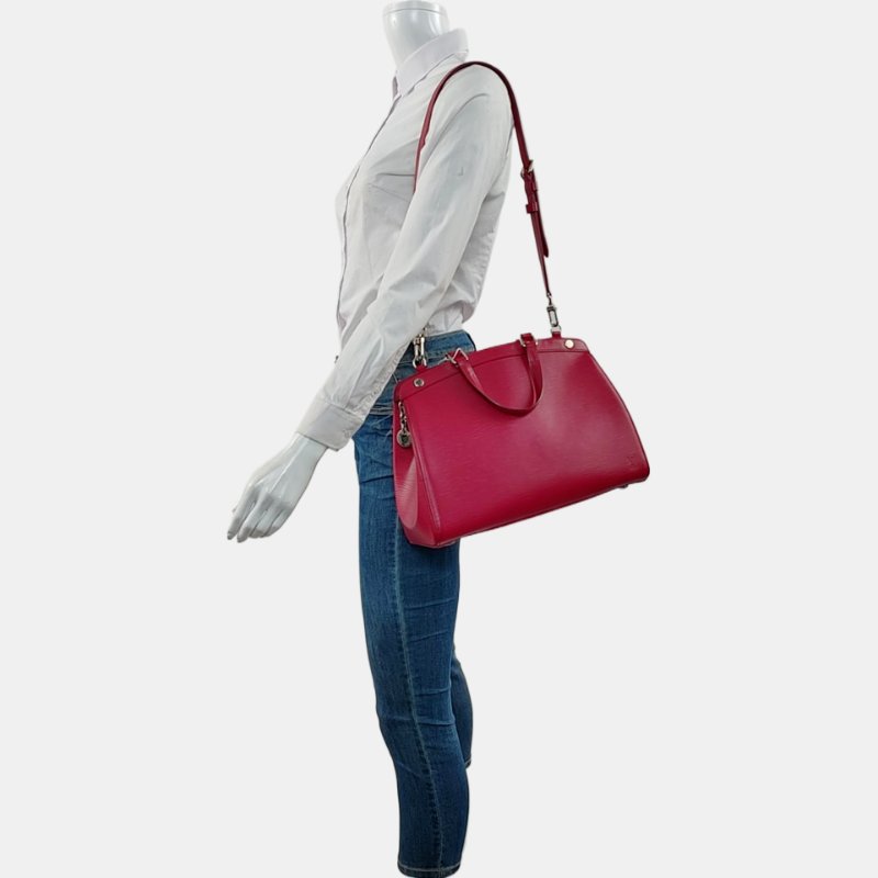 LOUIS VUITTON BREA中號紅色EPI牛皮水波紋醫生包單肩包銀色五金可拆卸肩帶 9.8新-1