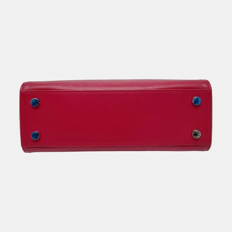 LOUIS VUITTON BREA中號紅色EPI牛皮水波紋醫生包單肩包銀色五金可拆卸肩帶 9.8新-5