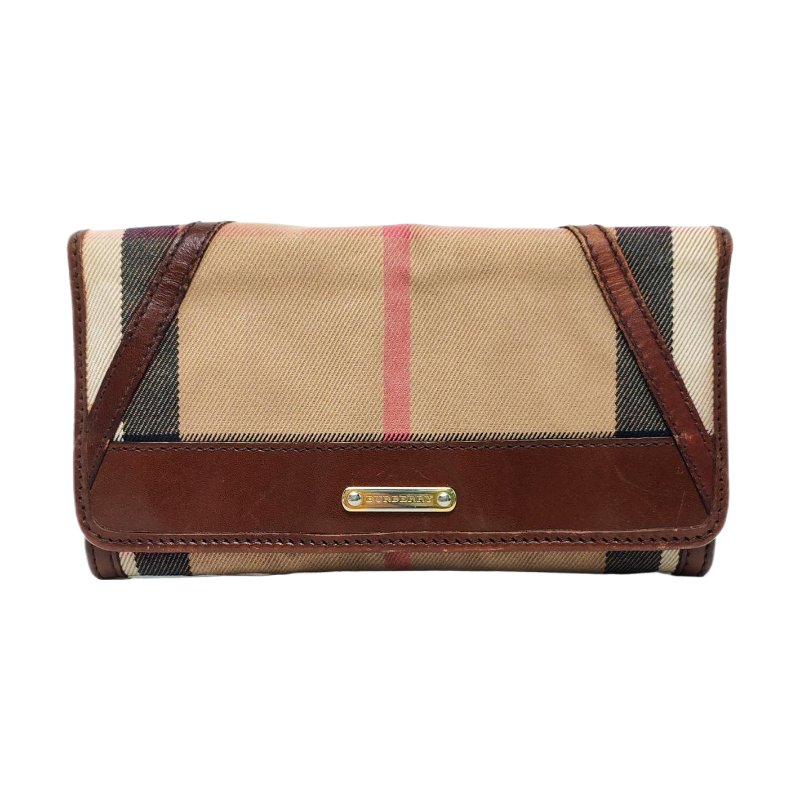 BURBERRY棕色帆布錢包金色五金-0